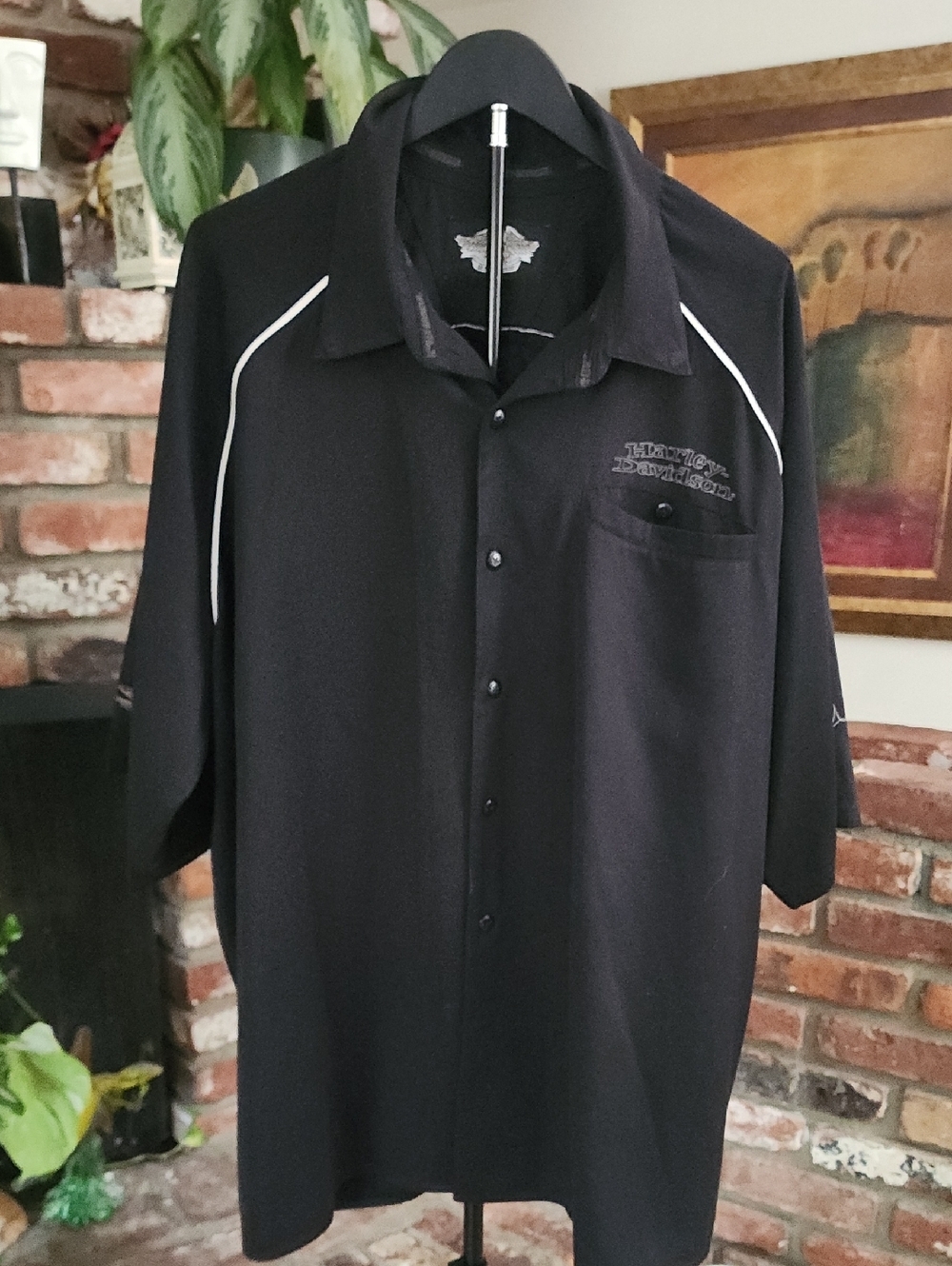 Vintage Y2K 2005 Harley-Davidson Black Button Up Bowling Shirt 3XL Biker